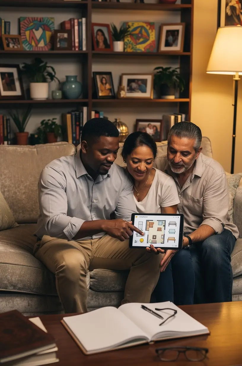 Consultants advising on efficient home space planning